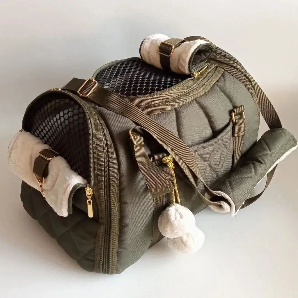 Vanilly pet carrier Travel box olive green\beige lining