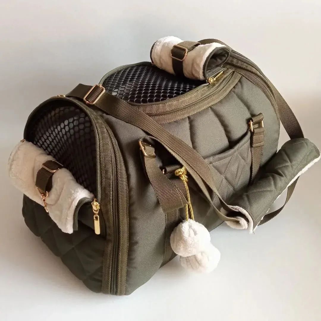 Vanilly pet carrier Travel box olive green\beige lining