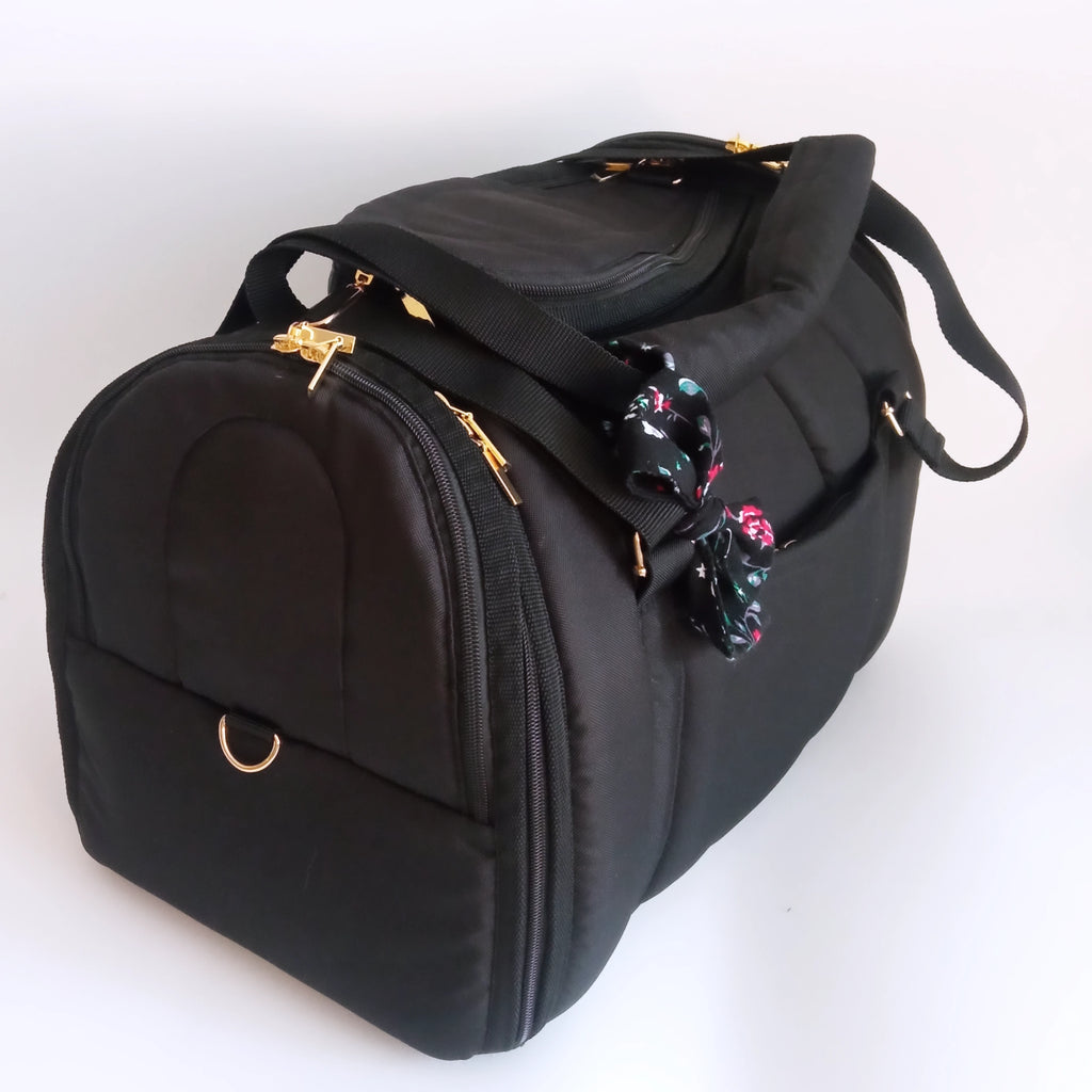 Pet carrier Travel box black&floral