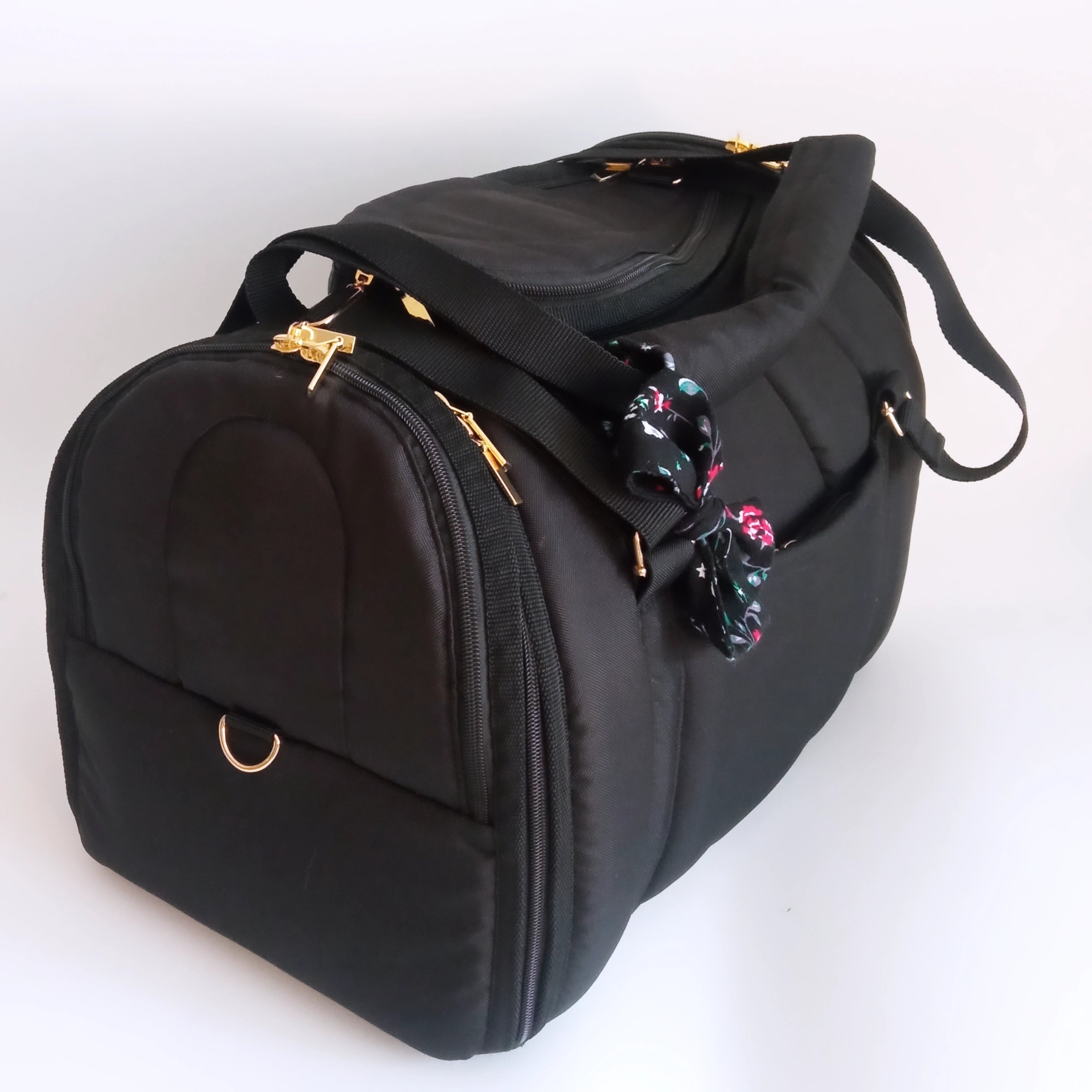 Pet carrier Travel box black&floral