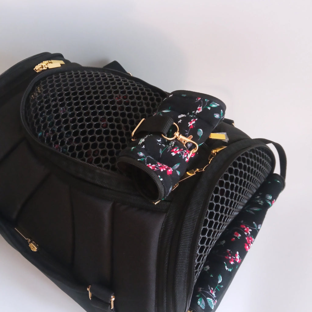 Pet carrier Travel box black&floral