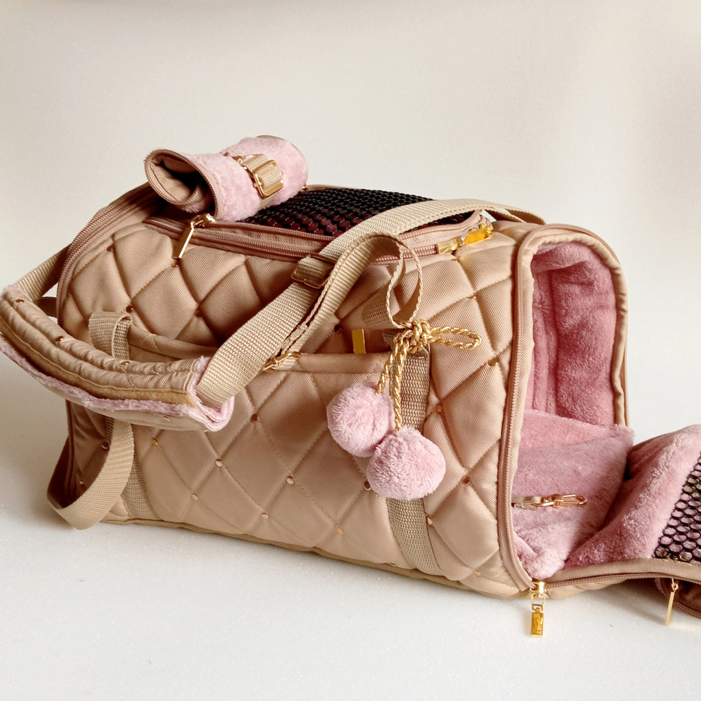 Pet carrier Travel Box Royal ( beige&pink)