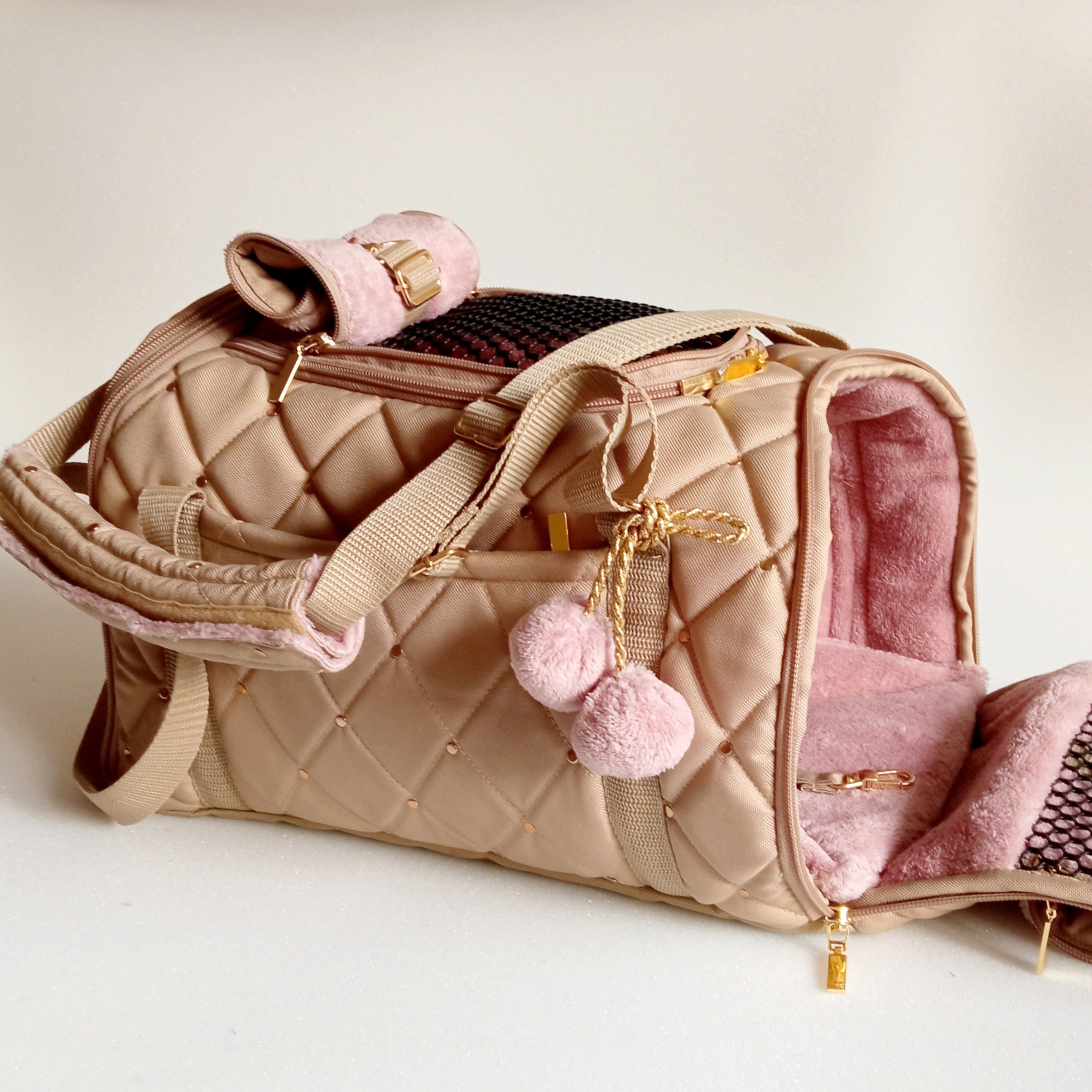 Pet carrier Travel Box Royal ( beige&pink)